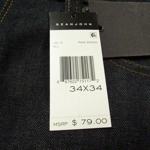 Sean John Jeans Mens 34x35 Hamilton Relaxed Stretch Dark Blue Wash - Picture 15 of 16